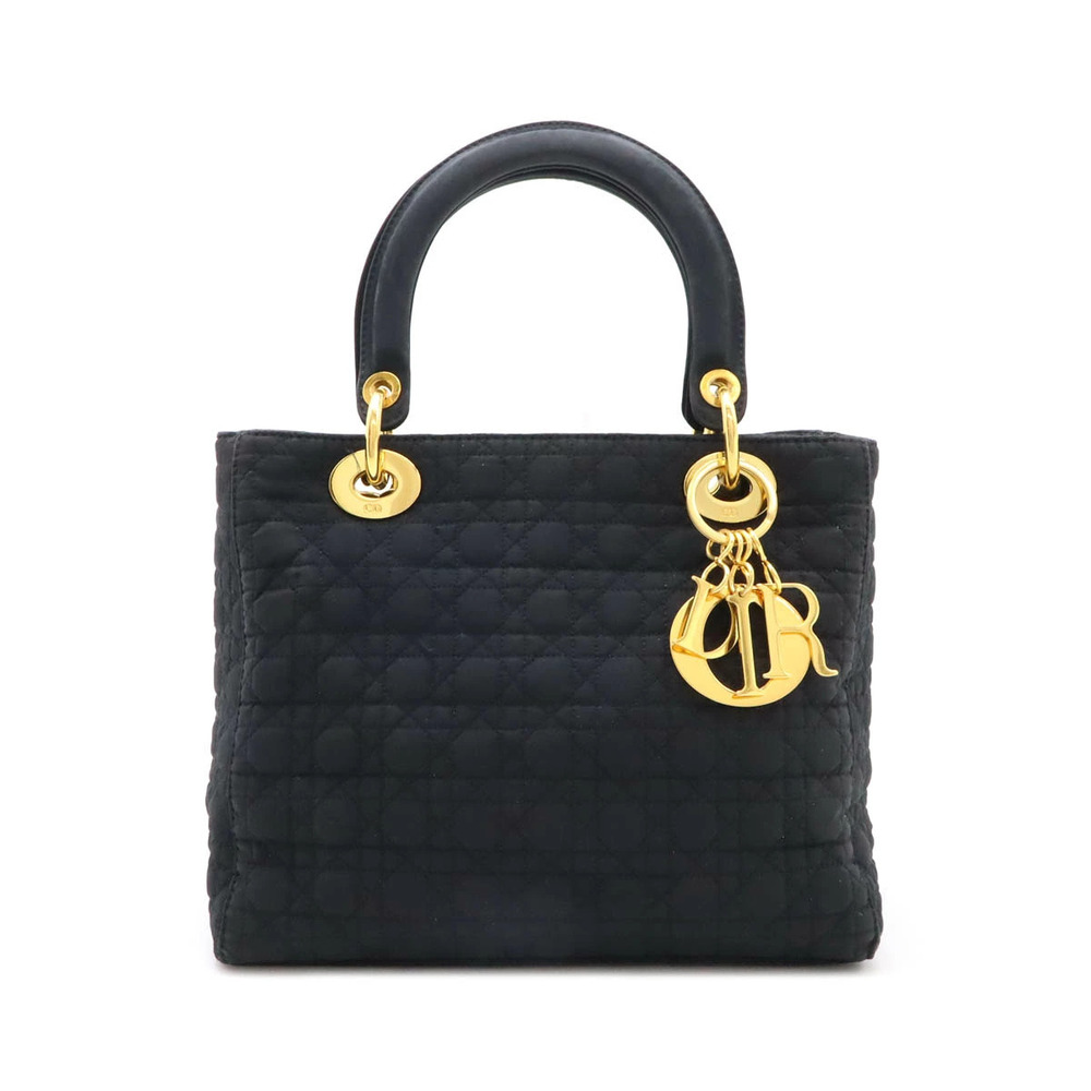 Christian Dior Lady Cannage Handbag Tote Bag Black